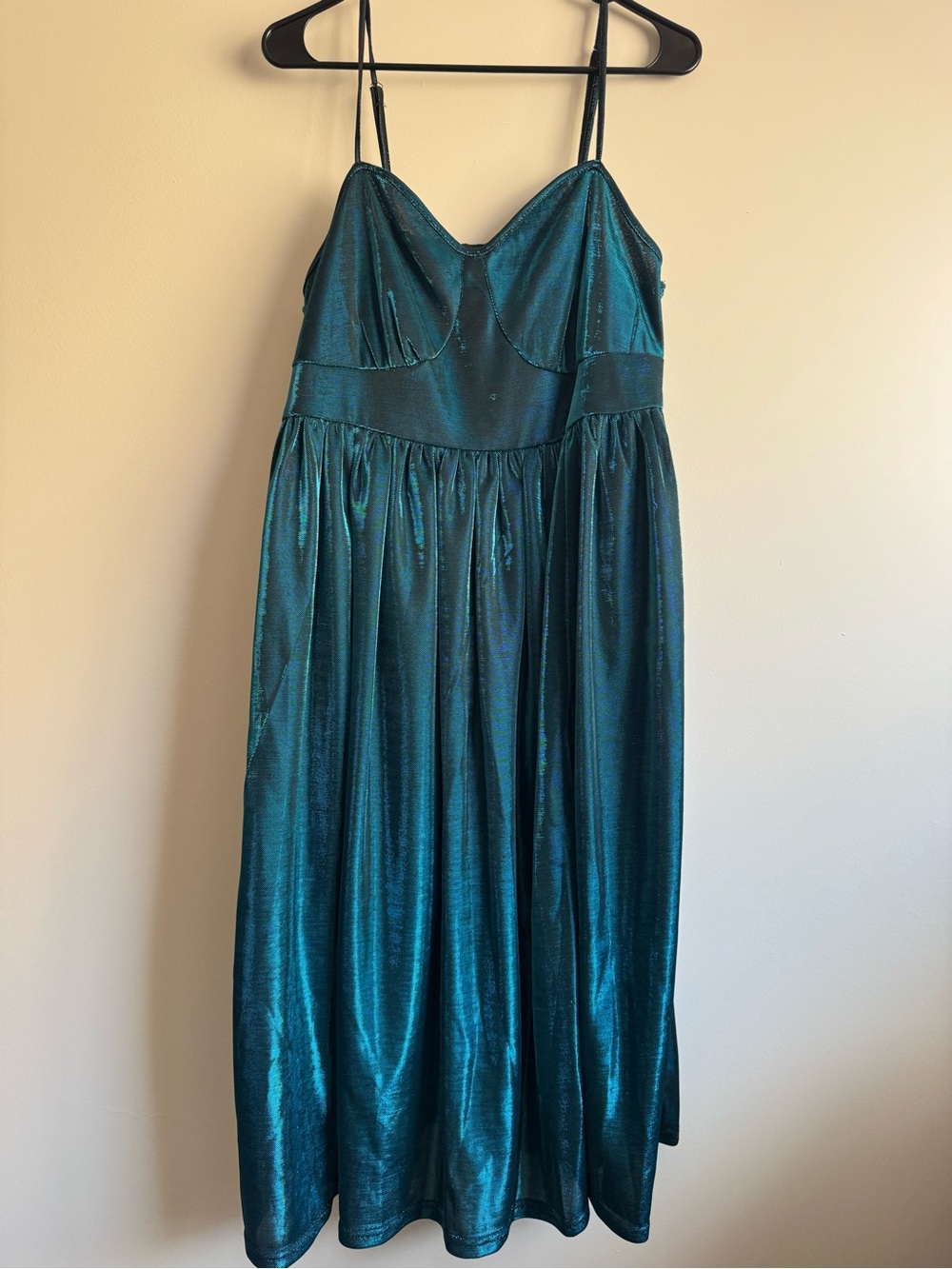 EUC Blue / Teal Metallic Maxi Dress Plus Size 2x 20/22